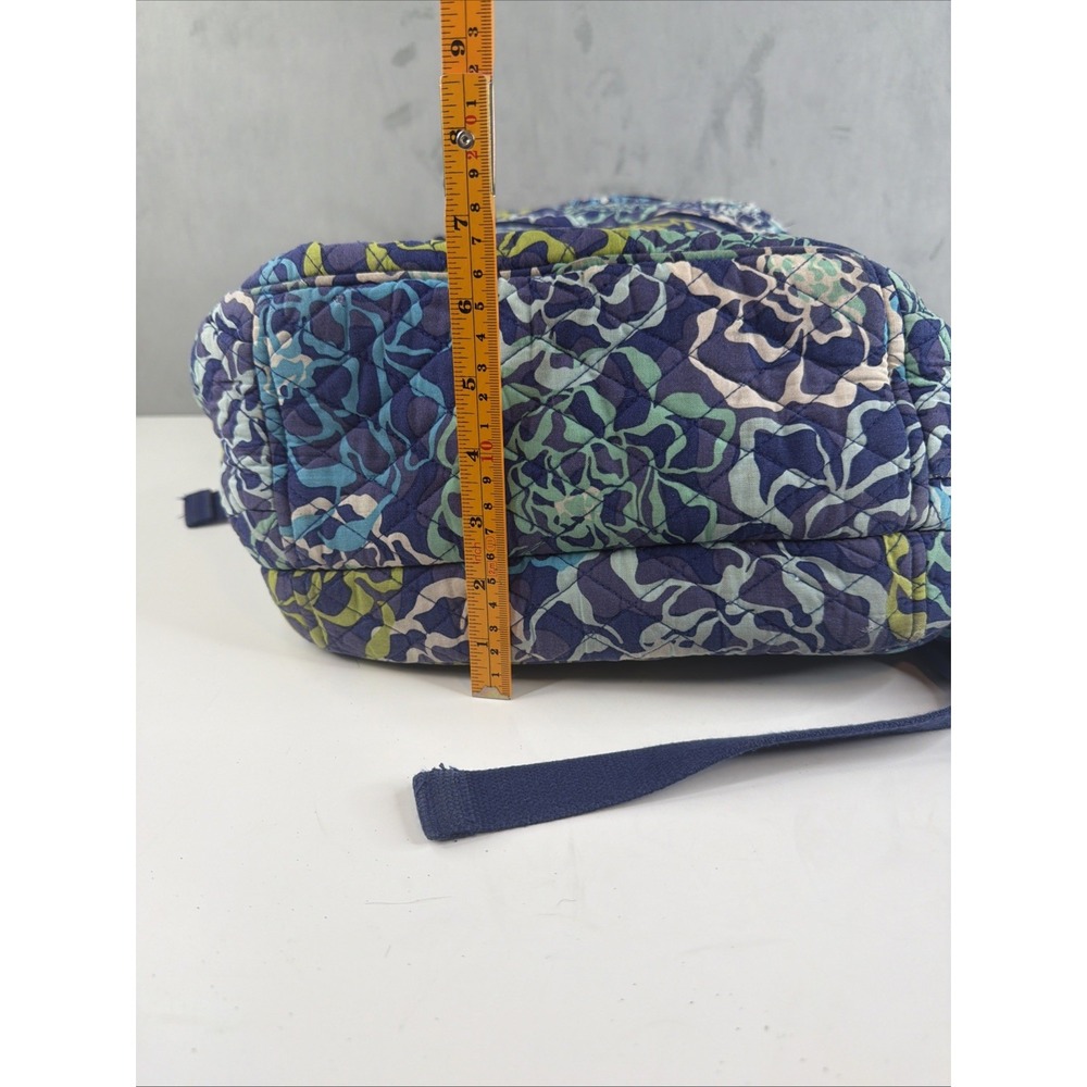 Vera Bradley Backpack Blue Green Floral Quilted Campus School Travel Bag - Picture 11 of 11